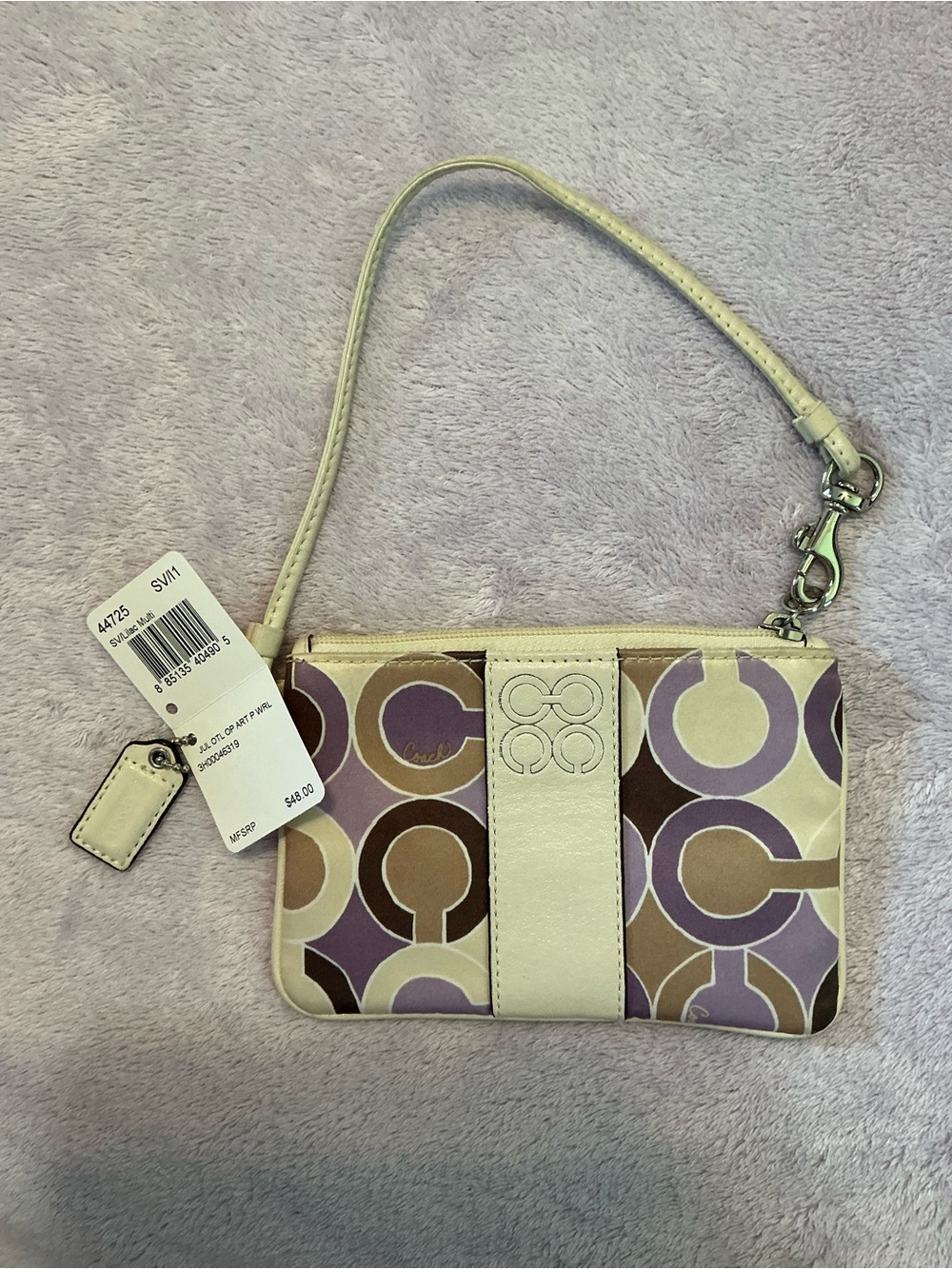 Coach Signature Circle Print Wristlet in Lavender/Tan